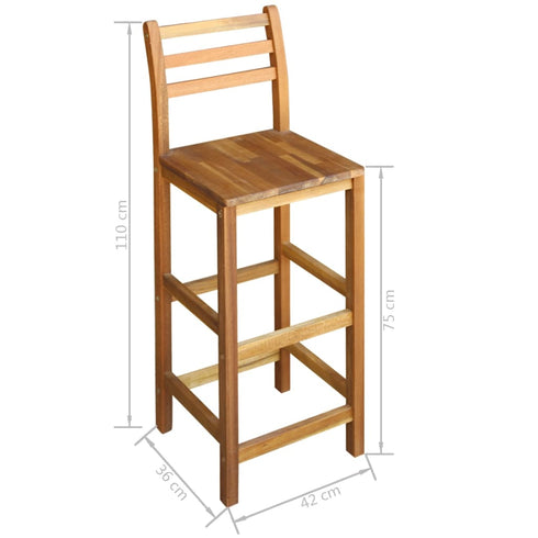 Maison Madeleine -  Bar Table and Chair Set 7 Pieces Solid Acacia Wood